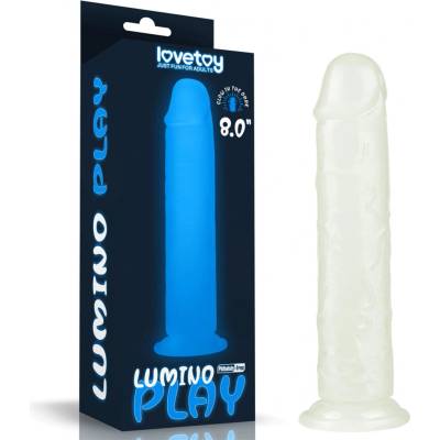 Lovetoy 8' Lumino Play Dildo Klasické dildo s přísavkou svítí ve tmě