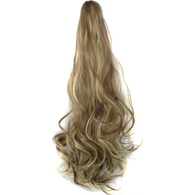 Vlnitý Ponytail se skřipcem přírodní blond s jemným hnědým melírem