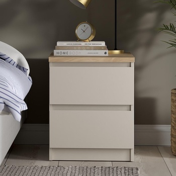 Нощно шкафче Naia с 2 чекмедже Кашмир и Jackson Hickory