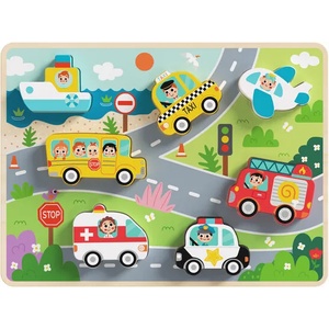 Tooky Toy Дървен пъзел 3d транспортни средства th634 - megatools