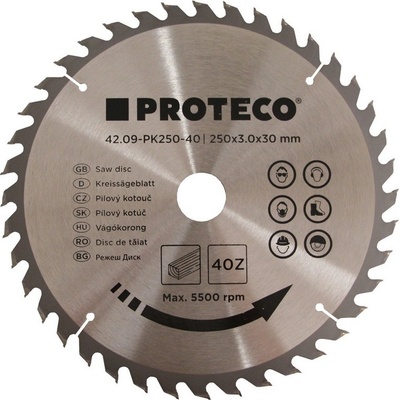 Proteco 09-PK250-40 kotouč pilový SK 250x3.0x30 40z + redukce 30/20 mm 42.09-PK250-40