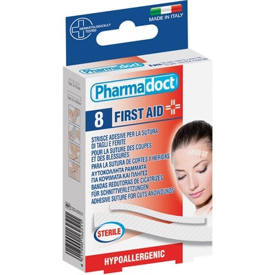 PHARMADOCT Sterilné prúžky na stiahnutie rezných rán, 8 ks