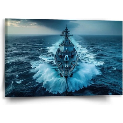 Sablio Obraz Vojnová loď prerážajúca oceán - 60x40 cm
