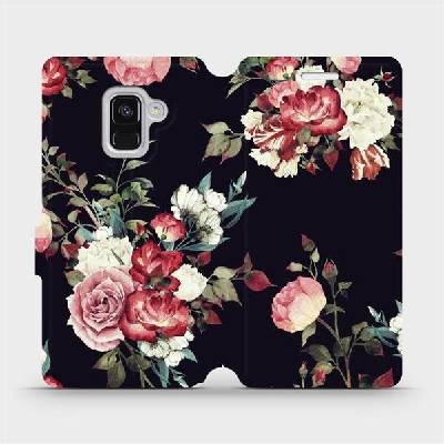 Pouzdro Mobiwear parádní flip Samsung Galaxy A8 2018 - VD11P Růže na černé