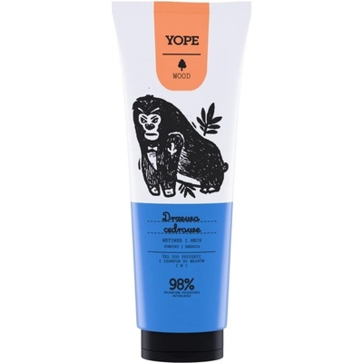 Yope Wood sprchový gél a šampón 2 v 1 cédrové drevo 250 ml