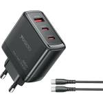 YESIDO YC144C 65W GaN Зарядно 2 USB-C + 1 USB-A с Кабел Type-C 1.2 м