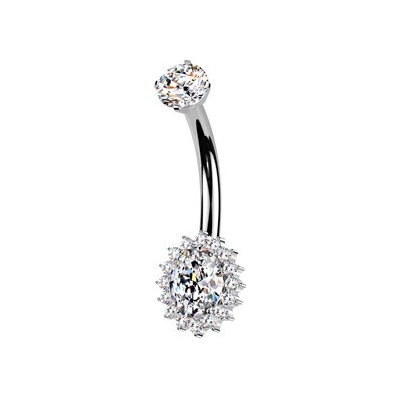 Šperky4U Luxusní piercing do pupíku s MOISSANITY TM045