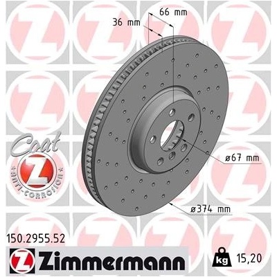 ZIMMERMANN Brzdový kotúč 150.2955.52
