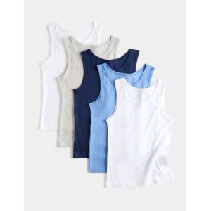 Marks & Spencer Маички от чист памук, 5 броя в пакета (2-14 години) Marks & Spencer синя Marks & Spencer | Sin | Момчешки | 4-5 години