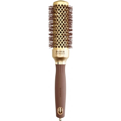 Olivia Garden Expert Blowout Shine Gold a Brown okrúhla fúkacia kefa na vlasy 33 mm