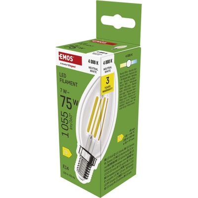 EMOS LED FLM CANDLE 7W75W 1055lm E14 NW