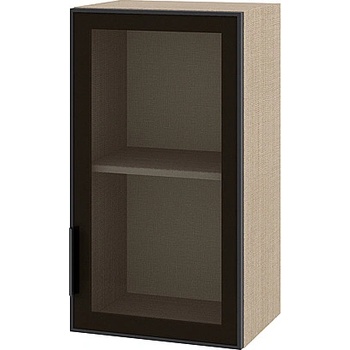 ИРИМ Горен шкаф витрина с една стъклена врата Сити МАЛ-121 десен мока / стъкло Алу глас 40 см