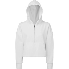 TriDri dámská mikina s 1/2 zipem a kapucí bílá