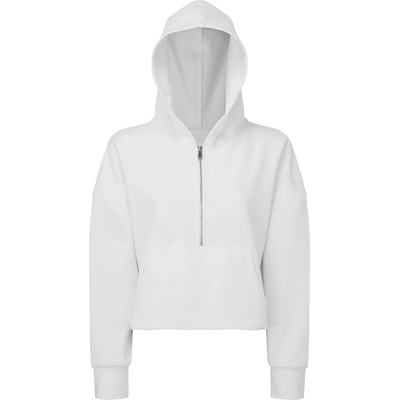TriDri dámská mikina s 1/2 zipem a kapucí bílá