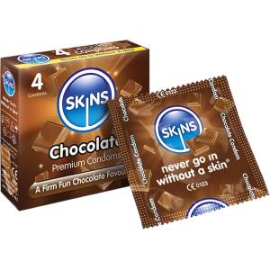 Skins - презерватив с шоколадов вкус - 4 броя - desirel