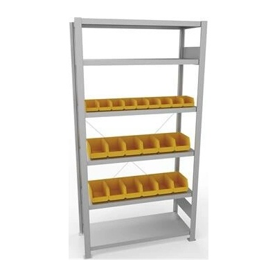 META zásuvná základ police 2000x1000x400 mm 6 polic 100 kg s 21 úložnými boxy