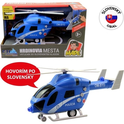 MaDe Vrtuľník policajný na zotrvačník so svetlom a zvukom 20cm