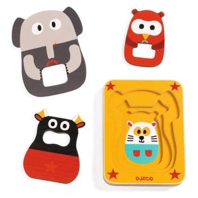 DJECO - Дървен трислоен пъзел - Лео и Ко (DJ01475)