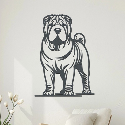 dřevo života Dřevěný obraz psa SHAR PEI Rozměry (cm): 44x60, Zvolte barvu dekoru: Antracitová