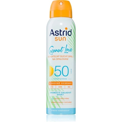 Astrid Sun Coconut Love охлаждащ невидим слънцезащитен спрей SPF 50 с висока UV защита 150ml