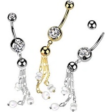 Piercingate Piercing do pupíku perlové korálky PBV00592 Čirá