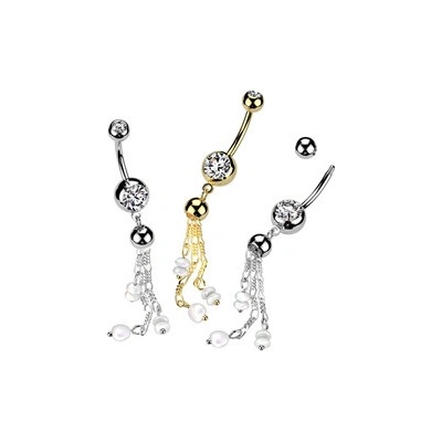 Piercingate Piercing do pupíku perlové korálky PBV00592 Čirá