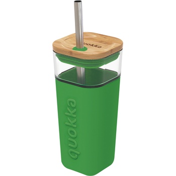 Quokka Чаша халба Quokka Liquid Cube Green стъклена със сламка 540 мл (40061)