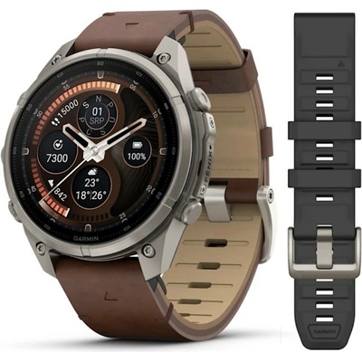 Garmin Fenix 9 Pro 47 mm AMOLED inReach Titanium Leather Band 010-04336-41