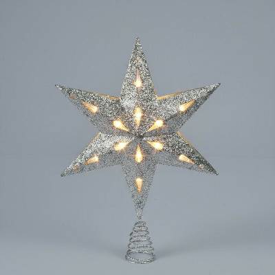 Sezónkovo LED špic na stromček Strieborná hviezda 35 cm
