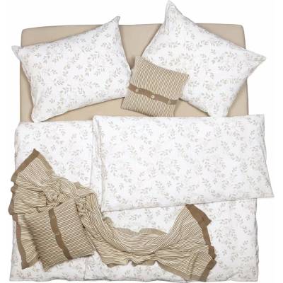 SCANquilt Obliečky KLASIK SOFT vetvičky biela béžová 140x220 70x90