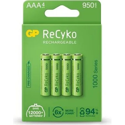 GP Batteries Акумулаторна Батерия GP R03 AAA 950mAh NiMH - 4 бр (100AAAHCE-EB4)