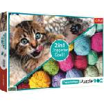 Trefl Двустранен пъзел Trefl от 900 части - Коте и Кълбета прежда (93249)