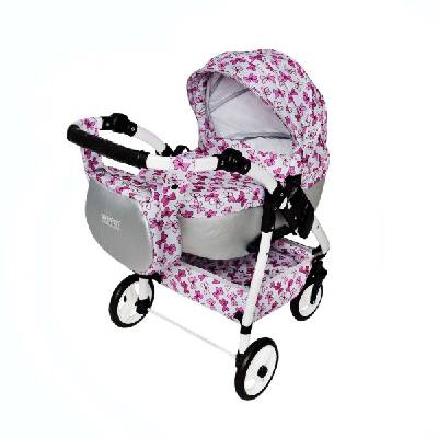 Dětský kočárek pro panenky Jasmine Kids Fialka otočná kola Barva: Fialka 04