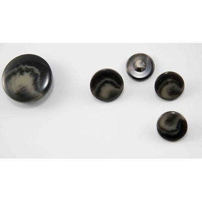 Gombík so spodným prišitím - šedý melír - priemer 1,5 cm