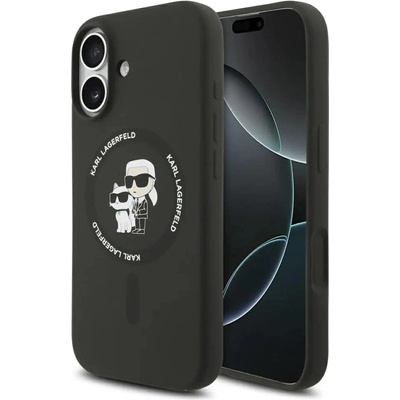 KARL LAGERFELD Силиконов калъф Karl Lagerfeld с пръстен Karl&Choupette MagSafe за iPhone 17 - черен (3666339549534)