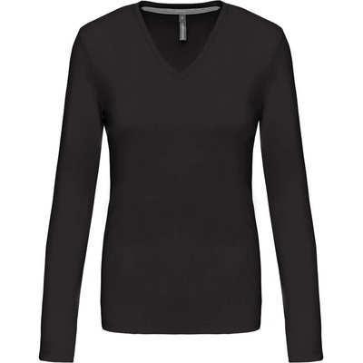 Kariban v-neck k382 / Дамска тениска с дълъг ръкав - тъмносива m (20k38267002)