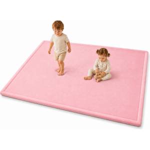 Ginger Home Детски Мемори Килим Ginger Home LOLLA, 150x200 См, 3, 5 См Дебелина, Кадифено Мек Водоустойчив Горен Слой, Мемори Пяна, Противохлъзгаща Основа, Розов