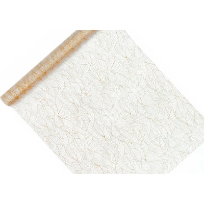 PartyDeco.pl Organza zdobená BÍLÁ, šířka 48 cm, návin 9 m