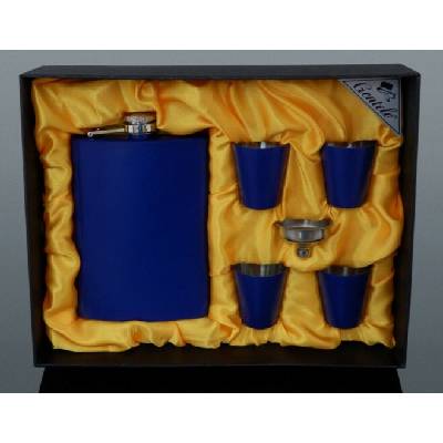 Súprava BLUE ploskačka 240 ml + 4 ks štamperlíkov 35 ml