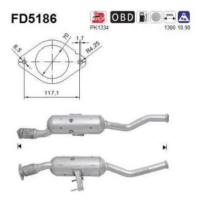 Filtr sazových částic, výfukový systém AS FD5186