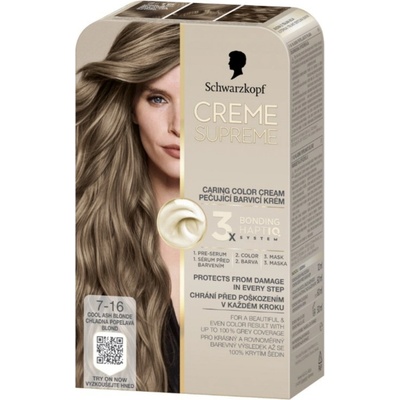 Schwarzkopf Creme Supreme Barva na vlasy 7-16 chladný popelavý blond