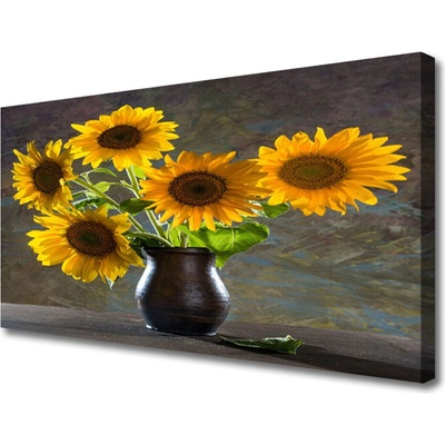 Obraz na plátně Slunečnice Váza Rostlina 100x50 cm