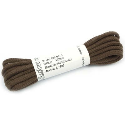 Tkaničky bavlněné kulaté silné 140 cm - hnědé 4250175 – Zboží Mobilmania