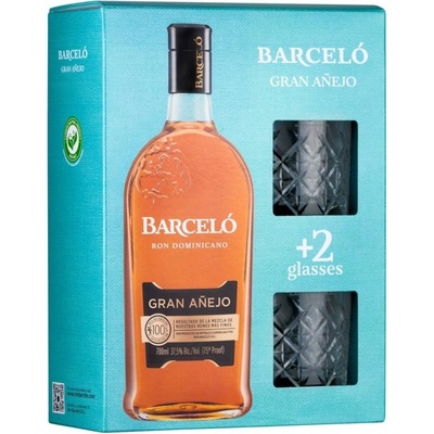 Ron Barceló Gran Anejo 40% 0,7 l (Dárkové balení se 2 skleničkami)