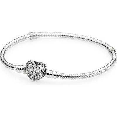 PANDORA Náramek Moments stříbrný Pavé srdce 17 cm 590727CZ-17