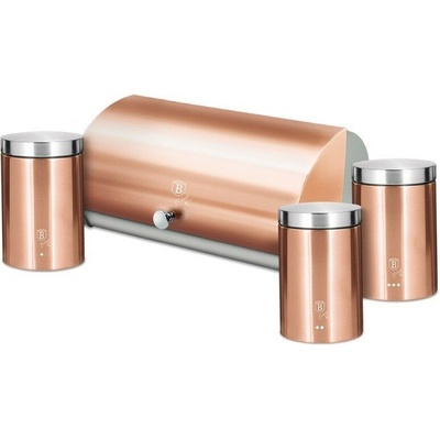 BERLINGERHAUS Chlebovka nerez se sadou 3 ks skladovacích nádob Rosegold Metallic Line BH-6730