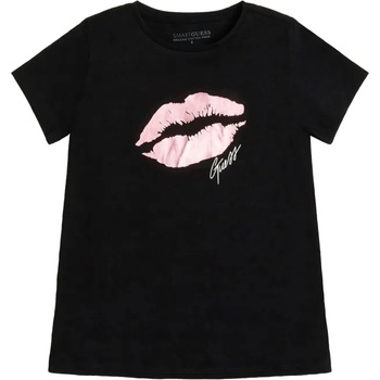 Image 1 of GUESS Черна тениска с къс ръкав с апликация и надпис Guess