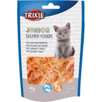 TRIXIE Junior Salmon Clouds - Лакомство за подрастващи котки, вкусни филенца със сьомга и пилешко, 40 гр. /3 пакета