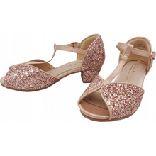 Next boty podpatek růže zlato třpytky