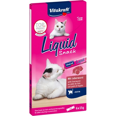 Vitakraft Liquid Snack pečeňová klobása a biotín 12 x 15 g